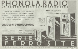 Phonola Radio - Serie Ferrosite - Pubblicità Del 1934 - Old Advertising - Advertising