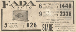 FADA Radio Tipo 351 A - Pubblicità Del 1933 - Old Advertising - Werbung