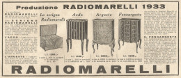 Radio Marelli - Aedo - Argeste - Pubblicità Del 1933 - Old Advertising - Werbung