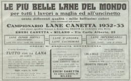 Campionario Lane CANETTA - Pubblicità Del 1932 - Old Advertising - Werbung