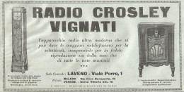 Radio Crosley Vignati - Pubblicità Del 1932 - Old Advertising - Werbung