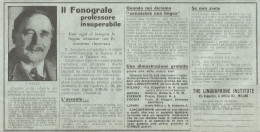 The Linguaphone Institute - Milano - Pubblicità Del 1931 - Old Advertising - Werbung