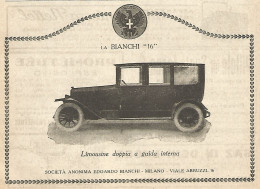 La BIANCHI 16 - Limousine - Pubblicità Del 1923 - Old Advertising - Werbung