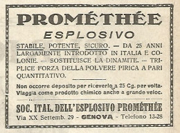 Esplosivo Prométhée - Pubblicità Del 1923 - Old Advertising - Werbung