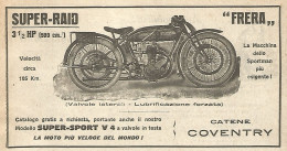 Moto FRERA Super-Raid - Pubblicità Del 1923 - Old Advertising - Werbung