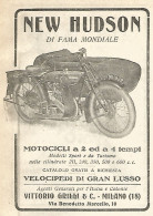 NEW HUDSON Motocicli A 2 Ed A 4 Tempi - Pubblicità Del 1923 - Old Advert - Werbung