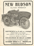 NEW HUDSON Motocicli A 2 Ed A 4 Tempi - Pubblicità Del 1923 - Old Advert - Werbung