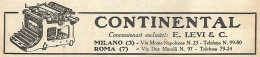 Macchina Da Scrivere CONTINENTAL - Pubblicità Del 1923 - Old Advertising - Publicités