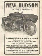 NEW HUDSON Modelli Sport E Turismo - Pubblicità Del 1923 - Old Advertising - Publicités