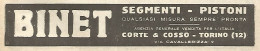 BINET - Segmenti - Pistoni - Pubblicità Del 1923 - Old Advertising - Advertising