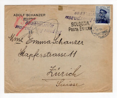 1915. WWI SERBIA,KRUSEVAC TO ZURICH,SWITZERLAND,SERBIAN CENSOR IN BLACK,ITALY CENSOR IN BLACK,ADOLF SCHANZER HEADED COVE - Serbia