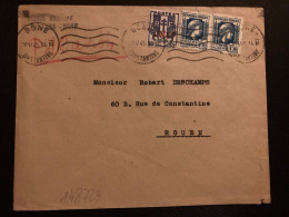 LETTRE AGENCE MARITIME DU SULTANA - BONE TP M  D'ALGER 1F50 Paire + CHAINES BRISEES 50c Surch/ALGERIE OBL.MEC.28 V 45 BO - 1944 Marianne Van Algerije