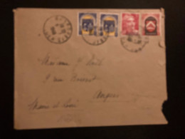 LETTRE TP M DE GANDON 3F Surch.ALGERIE + BLASON 10F + 1F X2 OBL.5-7 1949 ALGER - 1945-54 Marianne De Gandon