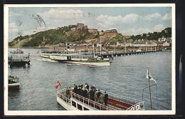 AK Koblenz, Blick Zur Festung Ehrenbreitstein, Rheinpartie Mit Dampfer  - Andere & Zonder Classificatie