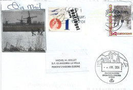 The Elfstedentocht, Ice Race In The Netherlands, Letter To Andorra 2024, With The Local Illustrated Arrival Postmark - Covers & Documents