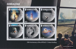 Gibraltar Block139 (complete Issue) Unmounted Mint / Never Hinged 2019 First Manned Moon Landing - Gibraltar