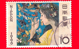 GIAPPONE - Usato - 1966 - Settimana Filatelica 1955 - Farfalle Dipinto Di Fujishima Takeji, 1904 - 10 - Usados