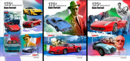 Guinea Bissau 2023, 125th Enzo Ferrari, 3val In BF +2BF - Sellos