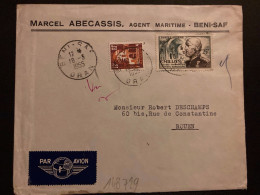 LETTRE MARCEL ABECASSIS AGENT MARITIME TP MILLON 25F + 12F OBL.18-3 1955 BENI-SAF ORAN - Brieven En Documenten