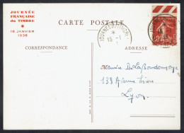 Carte Journée Du Timbre 1938  Région De Lyon - ....-1949