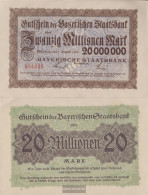 Bavaria Inflationsgeld Bavarian Staatsbank Used (III) 1923 20 Million Mark - 20 Miljoen Mark