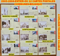 2003-2004-ENTIER-OU 12 CARTES POSTALES COMMUNES BELGES * IMPORTANT PRE TIMBREES - Illustrated Postcards (1971-2014) [BK]