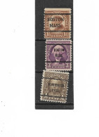 Etats-unis D'Amérique  Préoblitérés ,   3 Timbres Neufs ( Boston Mass - BOSTON MASS. - Gloucester Mass. ) - Préoblitérés