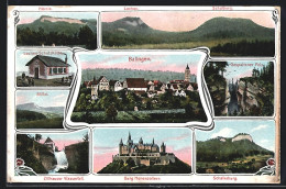 AK Balingen, Burg Hohenzollern, Hörnle, Wasserfall  - Balingen