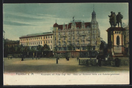 AK Frankfurt A. M., Rossmarkt Mit Hotel Englischer Hof, Haus Zur Goldenen Kette Und Gutenbergdenkmal  - Frankfurt A. Main