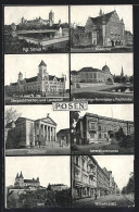 AK Posen-Poznan, Akademie, Oberpostdirektion, Generalkommando, Wilhelmplatz  - Posen