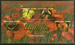 Sierra Leone 2010 Butterflies Moth Insect Sc 3030 Sheetlet MNH # 6485 - Papillons