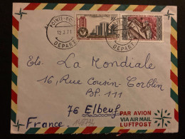 LETTRE Par Avion Pour La FRANCE TP TEXTILE 30F + CIMENTERIE LOUTETE 10F OBL.12 2 71 POINTE NOIRE - Usados