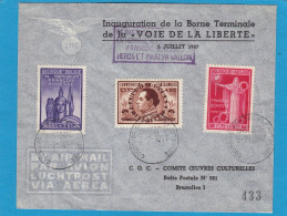 " VOIE DE LA LIBERTE " COB 734/736 " BASTOGNE COURRIER PAR AUTOGYRE ". - Storia Postale