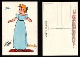 CARTE POSTALE ILLUSTRATEUR - WALT DISNEY - WENDY - SÉRIE PETER PAN - PUBLICITÉ POUR LE CHOCOLAT TOBLER - Andere & Zonder Classificatie