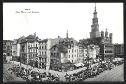 AK Posen / Poznan, Alter Markt Und Rathaus Aus Der Vogelschau  - Posen