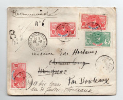 !!! COTE D'IVOIRE, LETTRE RECOMMANDEE DE DIMBOKRO POUR LA FRANCE DE 1912, BEL AFFRANCH EMISSION PALMIERS - Covers & Documents