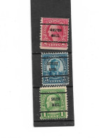 Etats-unis D'Amérique  Préoblitérés ,   3 Timbres Neufs ( Boston Mass - Detroit Mich  - Salem Mass.  ) - Préoblitérés