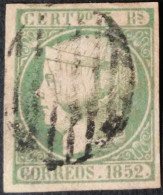 España: Año. 1852 - Nº- 15 (Isabel II. 5 Rs. Lujo, Sin Dentar.) Matasello Parrilla Negra. - Usados