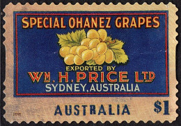 AUSTRALIA 2016 $1 Multicoloured, Nostalgic Fruit Labels-Special Ohanez Grapes Self Adhesive FU - Usati