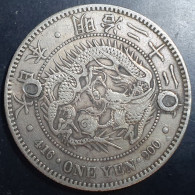 Japan 1 Yen Dragon Meiji 22 1889 Silver Very Fine Two Holes - Japón