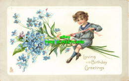 R592809 Loving Birthday Greetings. Tuck. Birthday Series No. 1021. 1908 - Monde