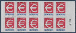Carnet " TIMBRE EURO " N°3215b-C1 Variété Timbres Imprimés Sur Le Papier Coté Couverture TTB - Modern : 1959-...