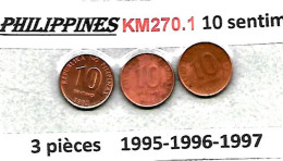 PHILIPPINES  Réforme Coinnage, 10 Sentimo, Baltasar Alu  KM 270.1  3 Pièces 1995- 95- 97  TTB - Philippines