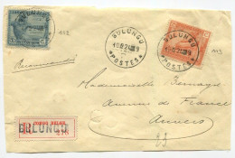 Congo Bulungu C.O.B. 112+113 Sur Let. Recommandée Type 1Ad/R/M (gr. Griffe Majuscule) Dent 11 1/2 Vers Anvers 10/12/1924 - Lettres & Documents