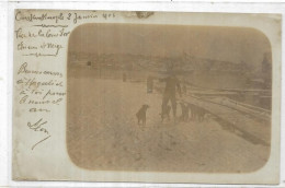 TURQUIE. CONSTANTINOPLE. 2 JANVIER 1906 CARTE PHOTOS CHIENS ET NEIGE CARTE ECRITE - Turkije