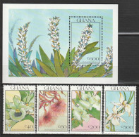 GHANA - N°1154/7+BLOC N°157 ** (1990) Orchidées - Ghana (1957-...)
