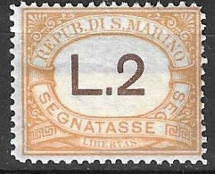 SAN MARINO -1939 - SEGNATASSE - L. 2 - NUOVO MNH** ( YVERT TX 58- MICHEL PD 52 - SS  SG 59) - Segnatasse