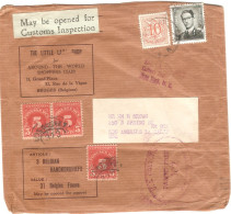 TP 924 Baudouin + TP S/ DVT De Colis Little Last Shop Bruges Obl. > Los Angeles Postage Due 15 C U.S. Customs Canc. - Brieven En Documenten