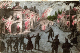 *CPA - 60 - CREIL - La Rue Gambetta Incendiée Par Les Allemands - Creil