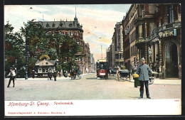 AK Hamburg-St.Georg, Spadenteich-Strasse Mit Strassenbahn Und Polizist  - Mitte